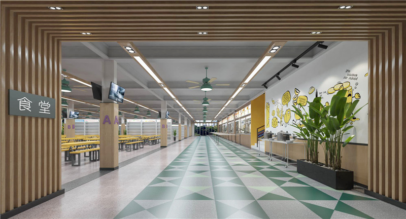 煙火百味與精神食糧并產(chǎn)的中學(xué)生食堂裝修設(shè)計(jì)案例—東盟黃岡中學(xué)